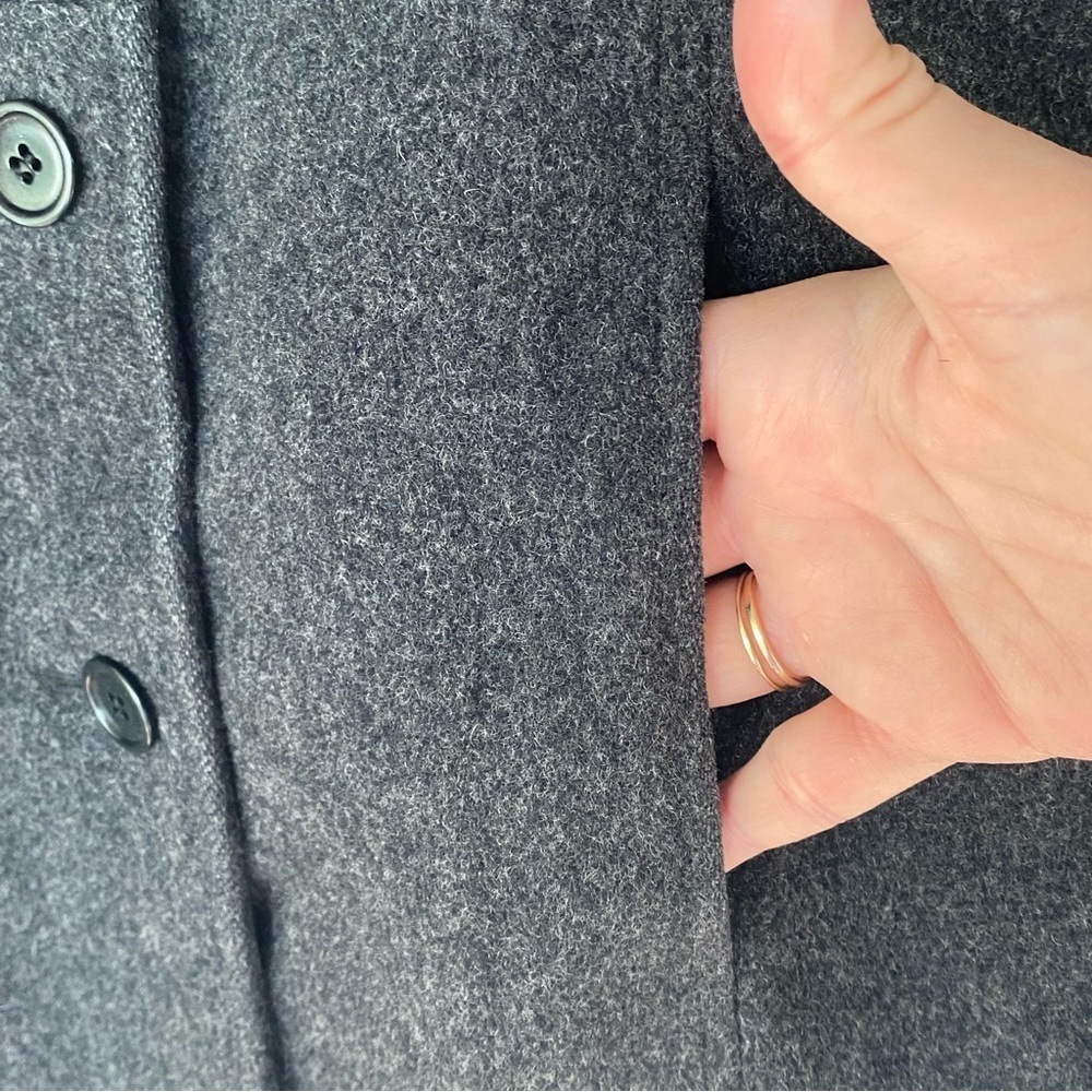Searle Charcoal Pea Coat with Fur Collar - Picture 3 of 8